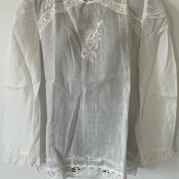 Zara Ramie Embroidered crotcheted Long Sleeve Blouse - Picture 7 of 17